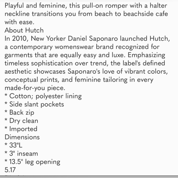 Anthropologie Hutch Solid Halter Romper - Picture 5 of 11